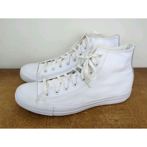 Converse Other - Converse Chuck Taylor All Star Mens Size 11.5M Triple‎ White Leather High Top